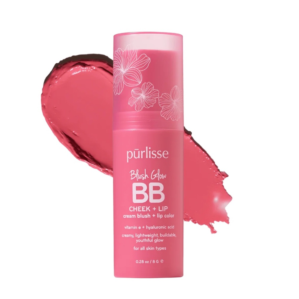 Purlisse BLUSH GLOW BB CHEEK + LIP in Pink Crush, a flamingo pink shade